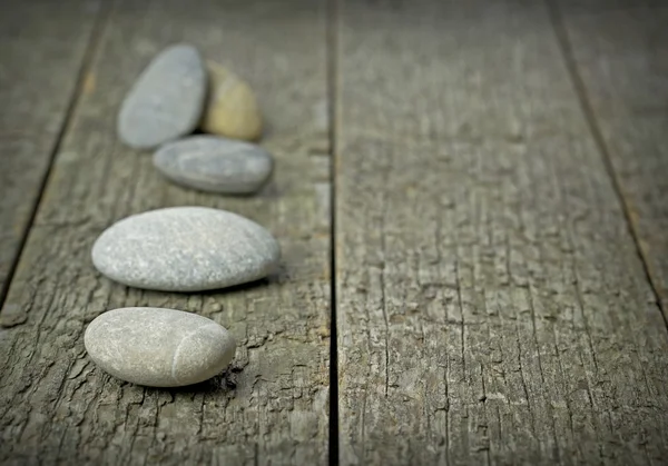 Pebbles on Wood — Stock Photo, Image