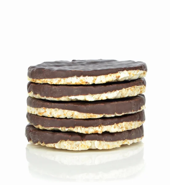 Chocolate coated rice cakes — Stock Photo, Image