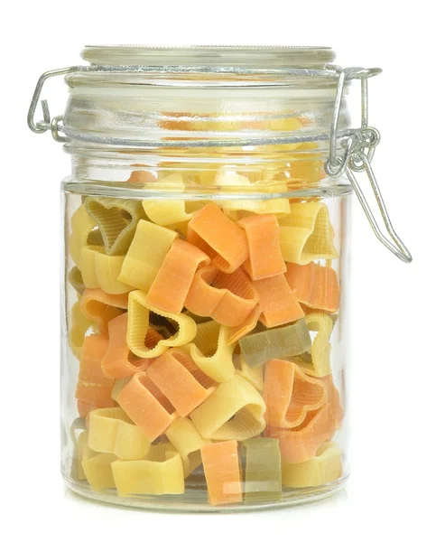 En glasburk med pasta — Stockfoto