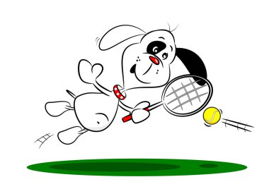 Tenis oynayan karikatür köpek