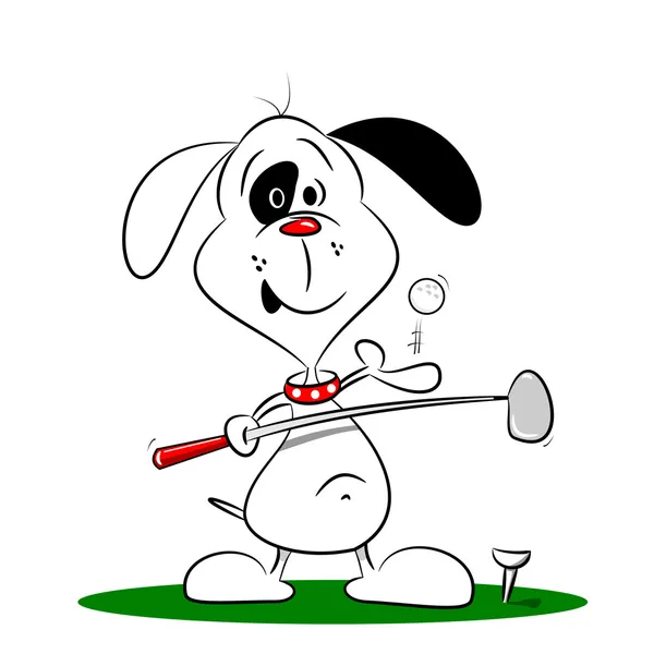 Golf oynayan bir karikatür köpek