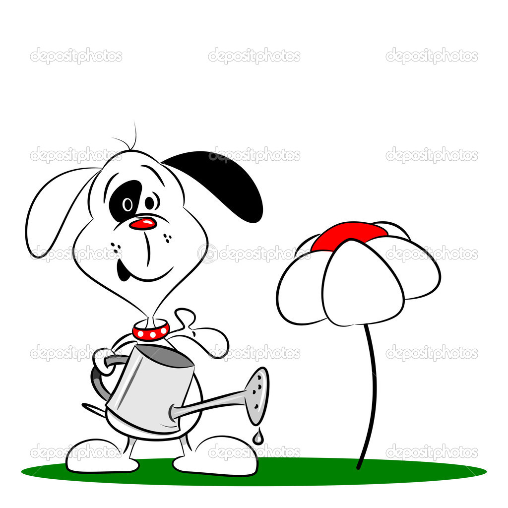 A Cartoon Dog Gardening Stock Vector Image by ©gcpics #27628339