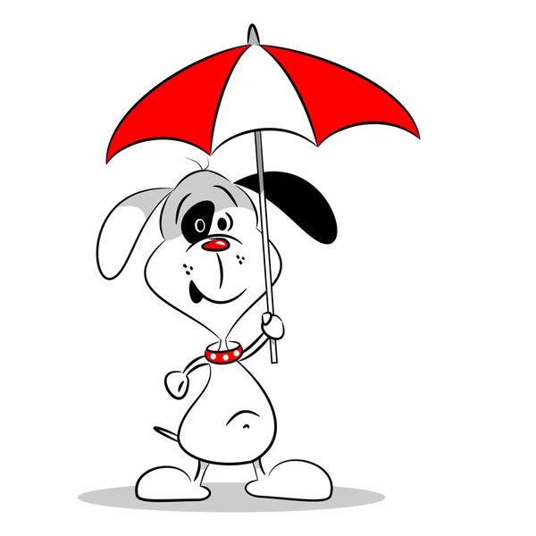 Um cão dos desenhos animados segurando um guarda-chuva — Vetor de Stock