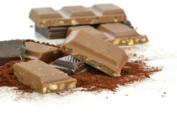 Square pieces of chocolate — Stock Photo, Image