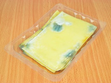 Slices of rotten mouldy cheese clipart
