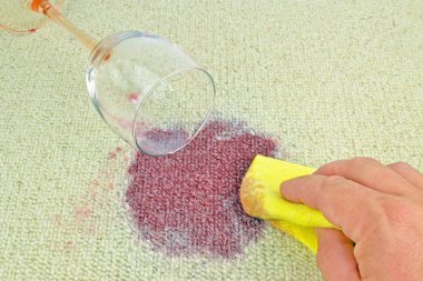 Cleaning Wine Stain from a Carpet clipart