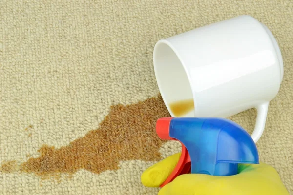 Quitar una mancha de café de una alfombra — Foto de Stock
