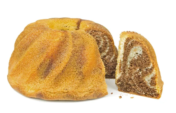 A marble sponge cake and slice — Stock Photo, Image