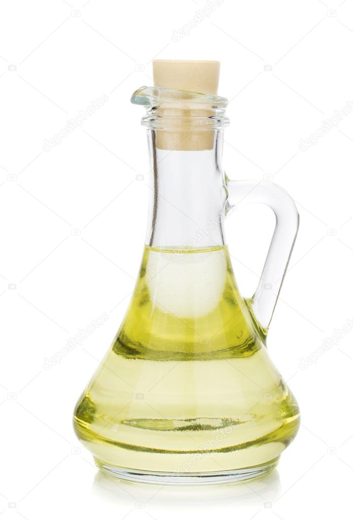 Salad dressing vinegar oil in a glass jug