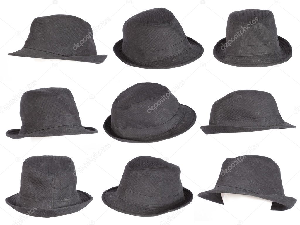 set of black hat isolated on white
