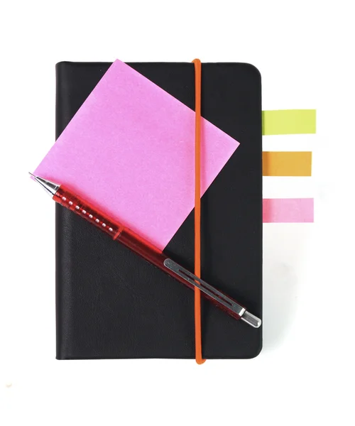 Siyah deri notebook — Stok fotoğraf