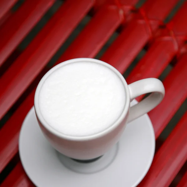 Close up hot milk cup — Stock Photo, Image