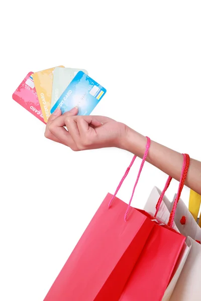 Hand woman holding credit card — Stock Photo, Image