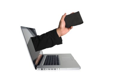 Laptop and wallet clipart