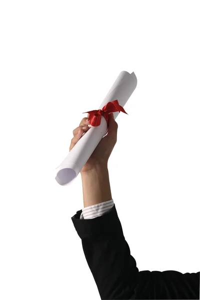 Diploma with a red ribbon — Stock Photo, Image