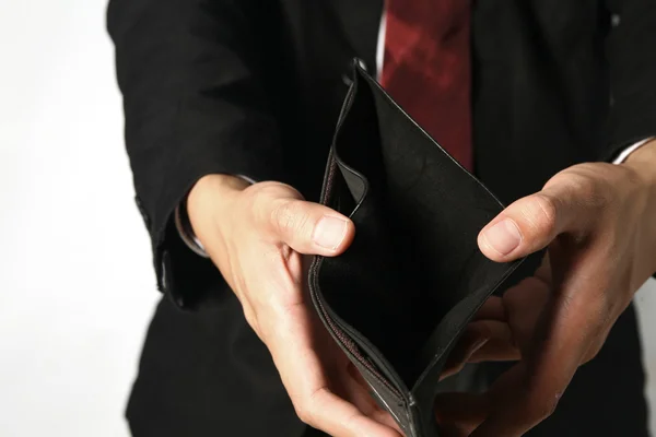 Tom plånbok med business händer — Stockfoto