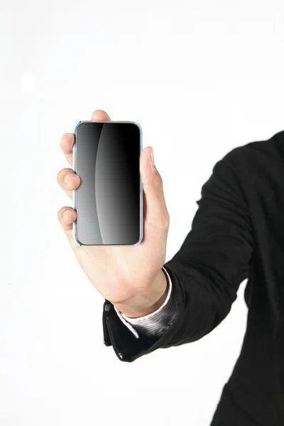 Mão segurando telefone inteligente — Fotografia de Stock