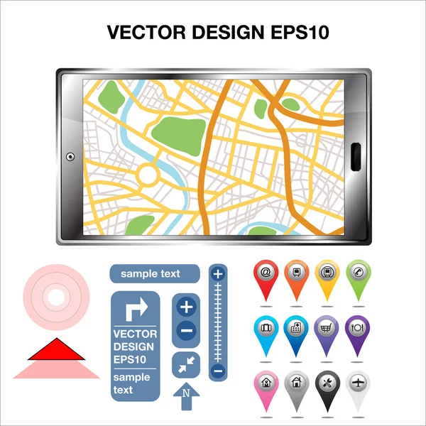 GPS kaart locatie — Stockvector