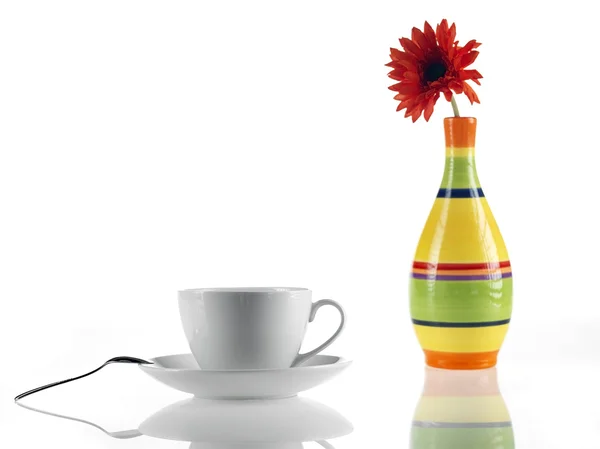 Tea cup and daisy colorful — Stock Photo, Image