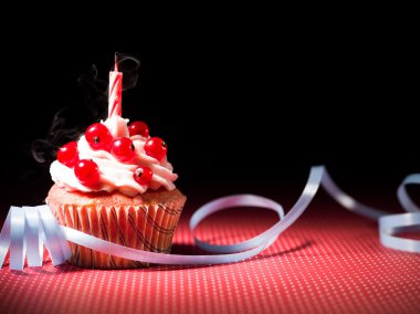 surprise cupcake with candle clipart