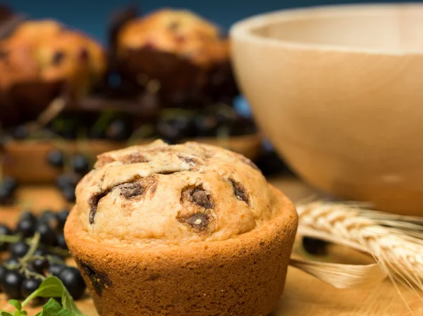 Muffins de groselha-preta tradicionais — Fotografia de Stock