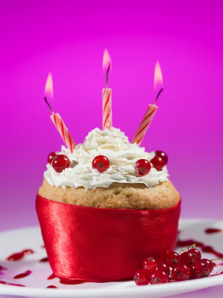 Red currant muffin celebration — Stock Photo, Image