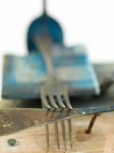 Macro of rusty old fork — Stock Photo, Image