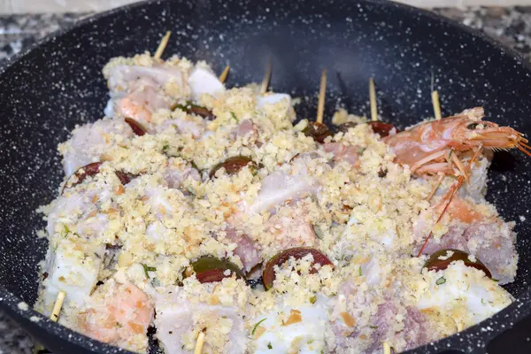 신선한 생선 케밥 — 스톡 사진
