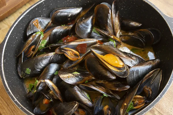 Gestoomde Mosselen Met Peper Impepata Cozze — Stockfoto