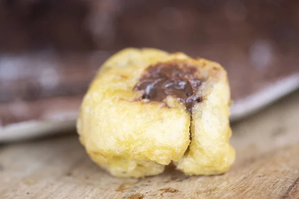 Soplo Crema Hecho Casa Relleno Con Crema Chocolate — Foto de Stock