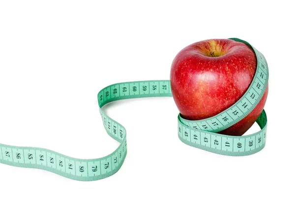 Kırmızı elma ile ölçüm - Stok İmaj