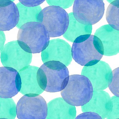 Mavi daireli sulu boya deseni