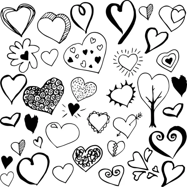 Collectie Voor Doodle Schets Hearts — Stockvector