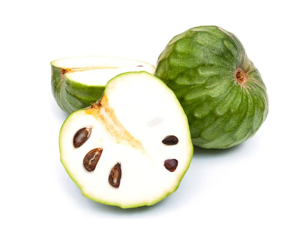 Sugar Apple Custard Apple Full Half Isolated White Background — Stock Fotó