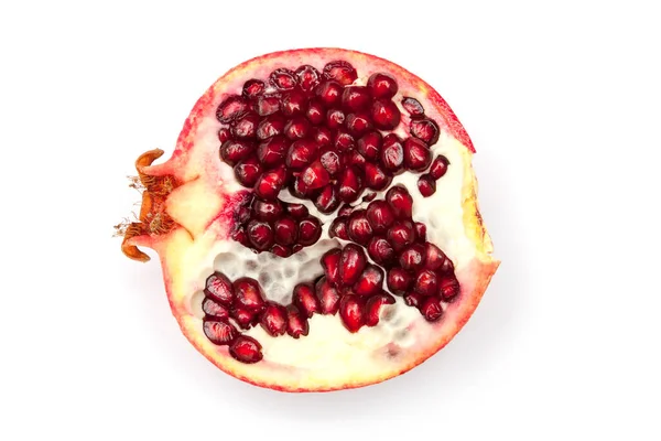 Halv Granatäpple Vit Bakgrund — Stockfoto