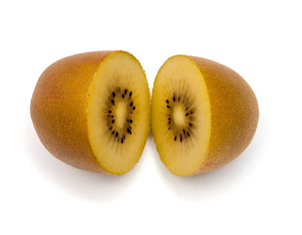 Fruta Kiwi Metade Amarela Dourada Isolada Sobre Fundo Branco — Fotografia de Stock