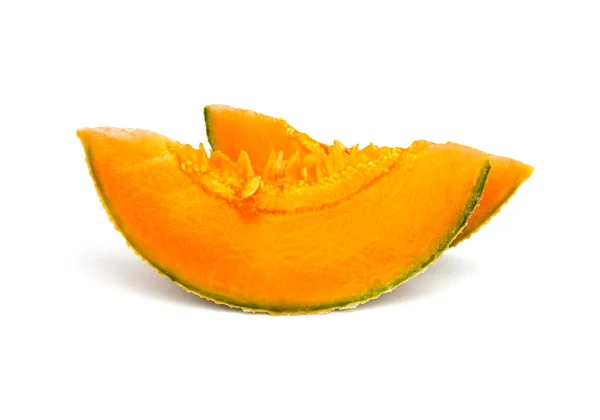 Kromka Melon Białym Tle — Zdjęcie stockowe