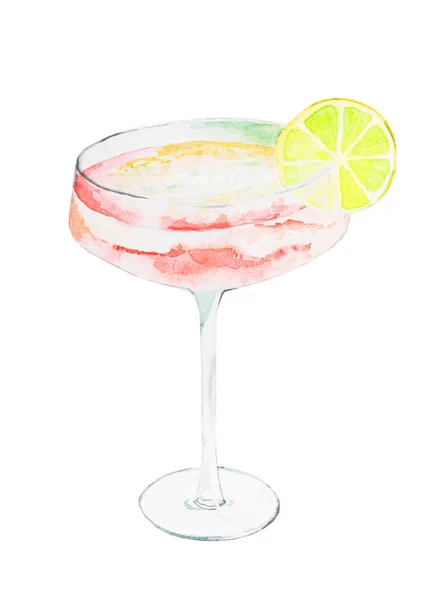 Immagine Dell Alcol Margarita Cocktail Con Frappe Ghiaccio Una Fetta — Foto Stock