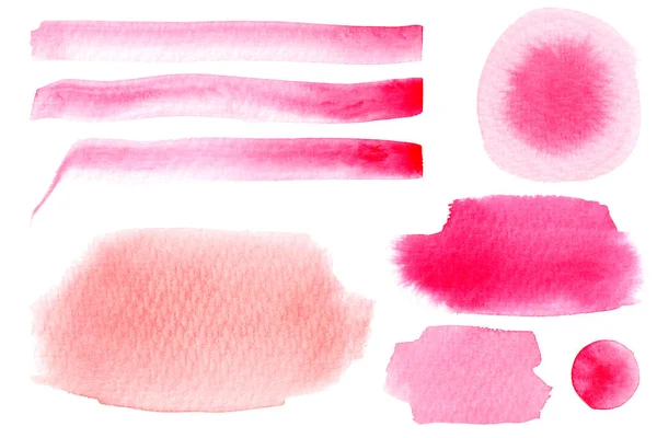 Pink Watercolor Stain Lines Circlesisolated White Background — 图库照片
