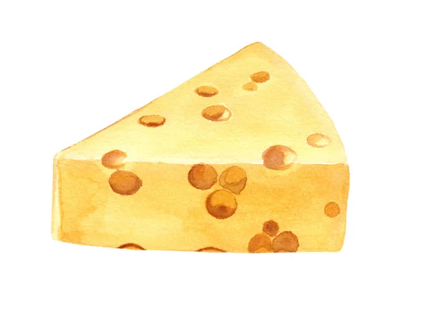 Watercolor Illustration Cheese White Background — Stock Photo, Image