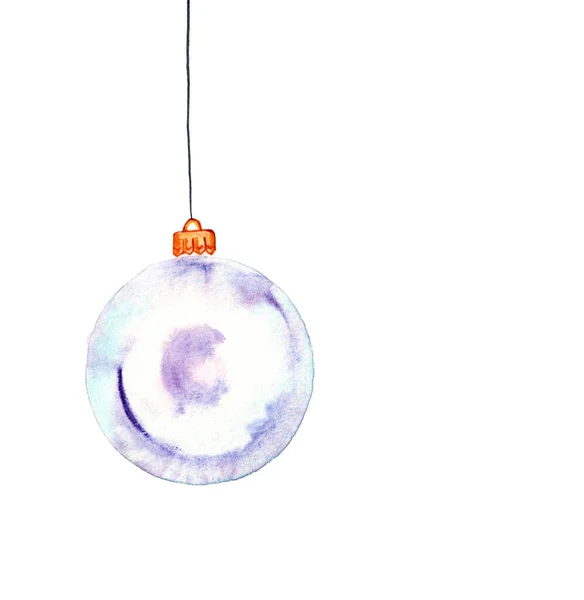 Watercolor Christmas Balls Blue Colors White Background New Year Decoration — ストック写真