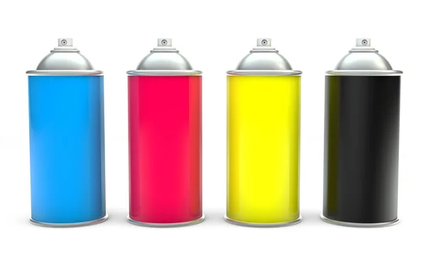 CMYK latas de pintura en aerosol — Foto de Stock