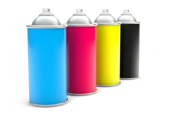 CMYK latas de pintura en aerosol — Foto de Stock