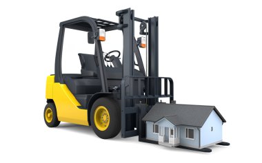 Moving house with forklift clipart