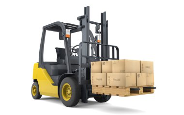 Forklift moving boxes clipart