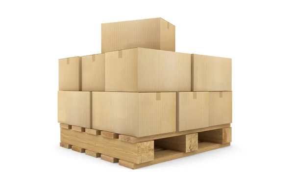 Kartonnen dozen op een pallet — Stockfoto