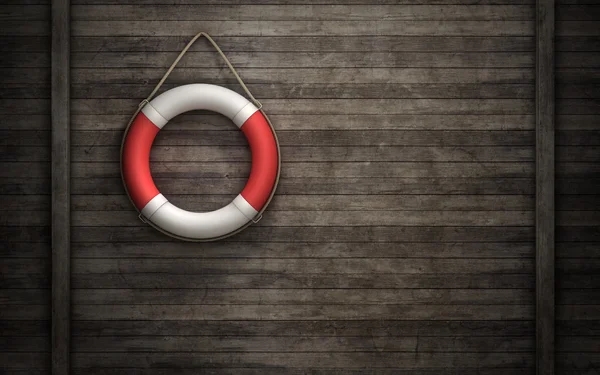 Lifebuoy on wall — Stock Photo, Image