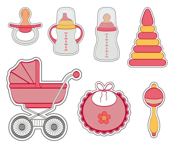 Conjunto de ícone de menina bebê —  Vetores de Stock
