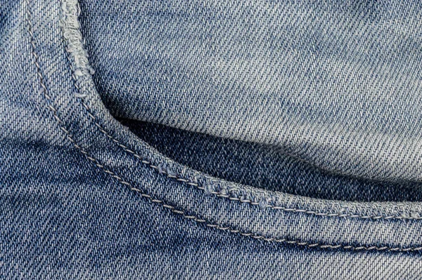 Poche Nue Froissée Avant Jeans Bleu Avec Points Blancs — Photo