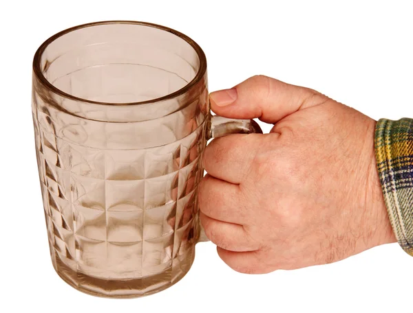 Beer mug in his hand. — Stock Photo, Image